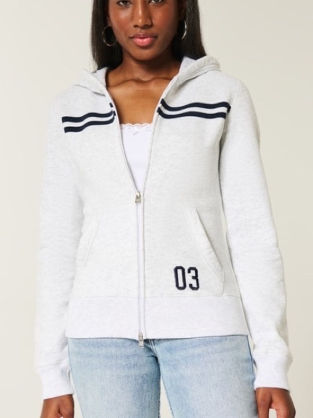 HOLLISTER SLIM STRIPED ZIP-UP HOODIE
